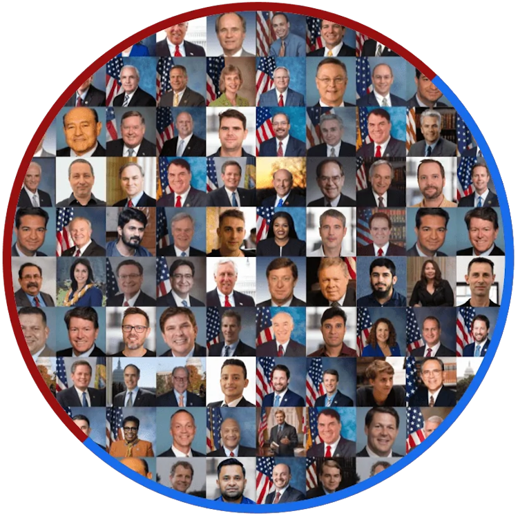 Collage of politician and team portrait pictures
